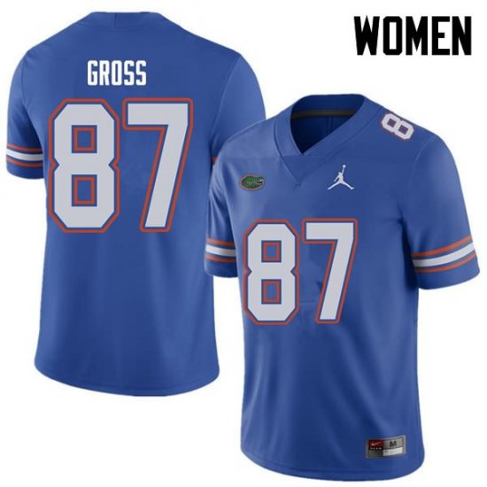 Women's Florida Gators #87 Dennis Gross NCAA Jordan Brand Royal Authentic Stitched College Football Jersey EYK4162ZH